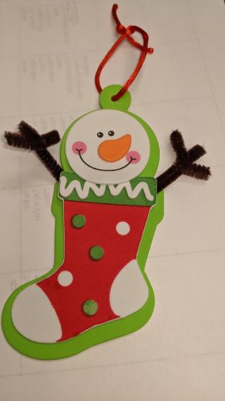Snowman in a Christmas stocking